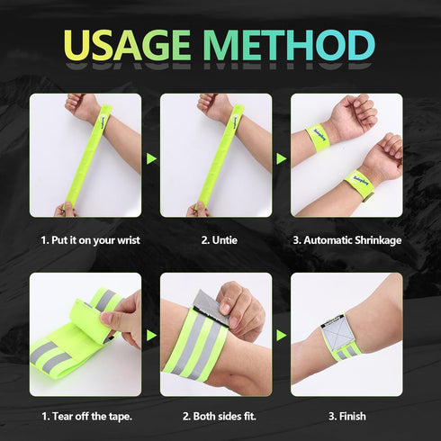 Reflective Band for Night Running, 6 PCS Premium Reflective Bands for Arm/Wrist/Ankle/Leg, Adjustable for Men and Women