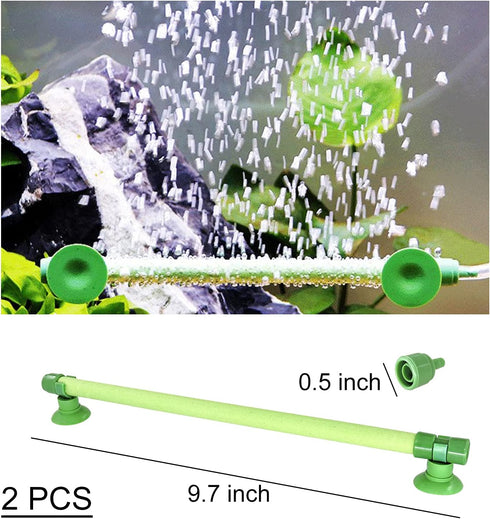 WishLotus 2 pieces Length Aquarium Air Stone Bubble Wall with Suction Cups, Fish Tank Bubbler Air Bar Tube Bubble Release Diffuser Bar for Fish Tank Air Pump (Green) by WishLotus