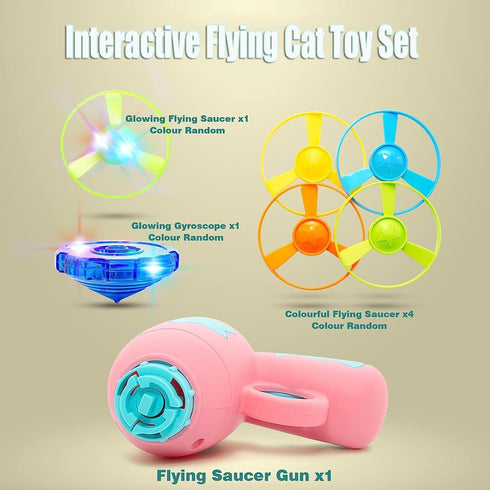 5 Propellers,1 Cat Fetch Toys, Interactive Flying Cat Toy with Flying Spinning Tops, Dog Cat Pet Funny Tracks Chasing