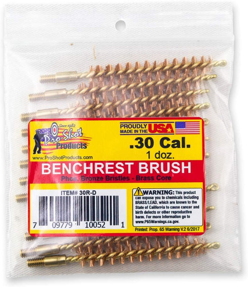 Pro-Shot Products .30 Cal. Rifle Bore Brush, Dozen Pack, Brass
