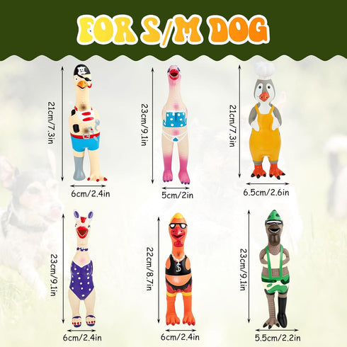 Silipull 6 Pcs Rubber Chicken Squeaky Dog Toys Screaming Chicken Latex Soft Rubber Chew Molar Toys Interactive Pet