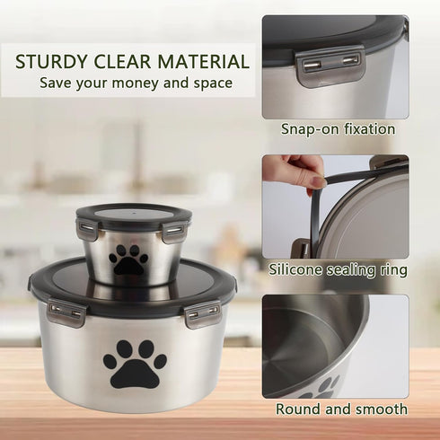 Lolytama Container,118 oz Containers,2 Canned Cat Food Storage Cat Food Storage Container with Airtight Lid,Stainless