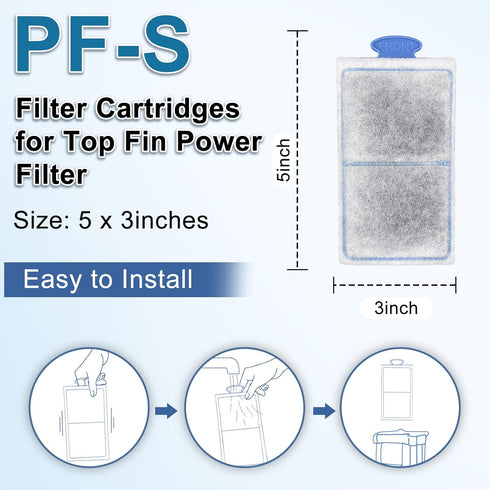 driamor 16 Pack Filter Cartridges for Top Fin PF-S Filters, Small Fish Tank Filters with Zeolite
