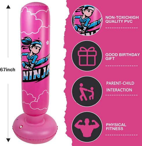 Bag,66 Inch Set 6-12 Taekwondo,MMA Onirii Kids Inflatable Punching Large Stable Kids Inflatable Boxing Bag Toy