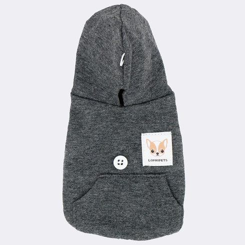 LOPHIPETS Dog Cotton Hoodies Sweatshirts for Small Dogs, Chihuahua Puppy Clothes, Charcoal/XS