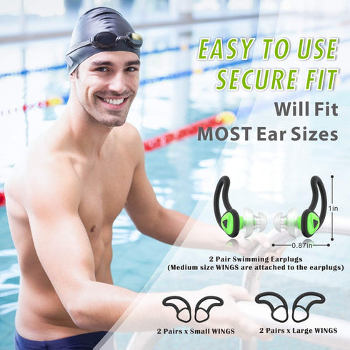 Hearprotek Ear Plugs for Swimming, Waterproof Silicone Water Earplugs for Adults, Juniors, Pool Shower Bathing