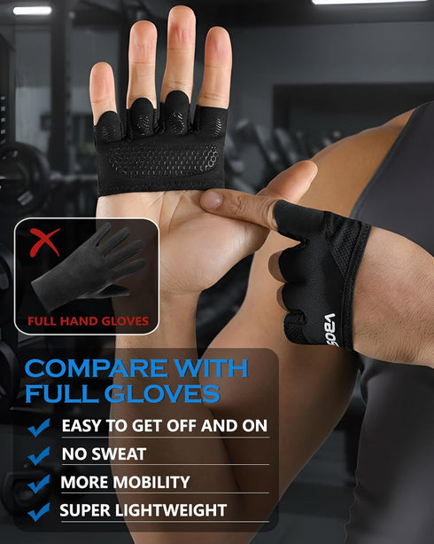 FitDA Weight Lifting Gloves, Short Micro Workout Gloves for Men & Women, Grip Pads with Full Palm Protection,Great
