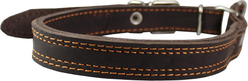 Martingale Genuine Brown Double Ply Leather Dog Collar Choker, Medium to Large, Fits 17.5"-21" Neck