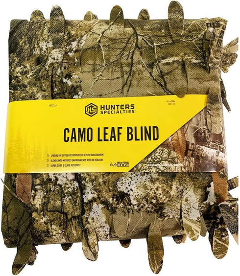 Hunters Specialties Camo Leaf Blind - Durable Lightweight Quiet Camouflage Accessory, Realtree Edge Camo, 56 in X 12 FT
