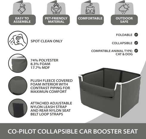 Co-Pilot 16" 12.5" 11" Foldable Dog Booster Seat for Small Dogs - x x