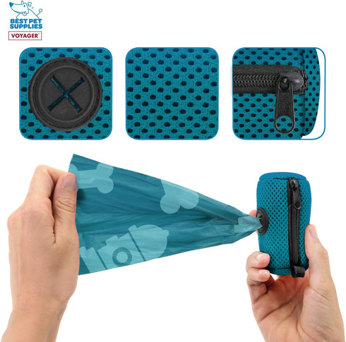 Best Pet Supplies 2-Pack Dog Poop Bag Holder Leash Attachment, Color, Reusable Mesh Dispenser Pouch for Travel, Walking, Park, and Outdoor Use, Soft and Durable with Clip-On - Mesh Turquoise by Best Pet Supplies