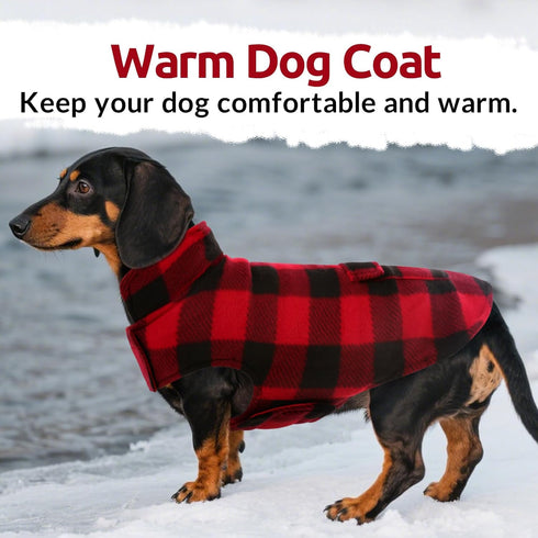 ASENKU Dog Winter Coat - Fleece Doggie Jacket Plaid Reversible Vest, Waterproof Windproof Cold Weather Clothes for