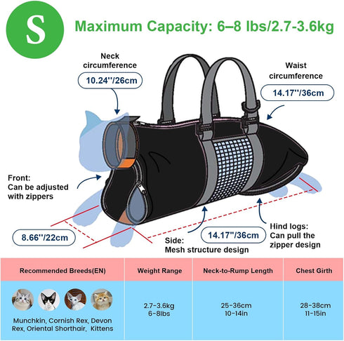 Trimming Cinf Cat Nail Clipping Cleaning Grooming Restraint Bag No Scratching Biting for Bathing Nail Injecting