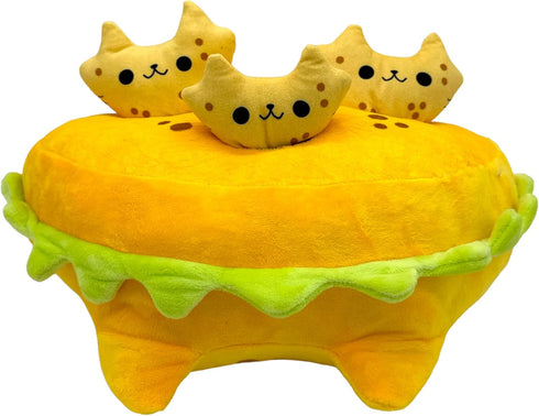 Mister Taco Cat Dog Toy Funny Cute Mexican Food Stuffed Chew Toy with Puzzle Treat Compartments and Reattachable Covers