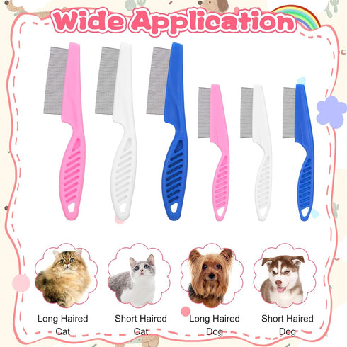 hidyuuoo 24 2 Pcs Flea Comb for Dogs and Cats Flea Remover Tool with Stainless Steel Metal Teeth for Detangling