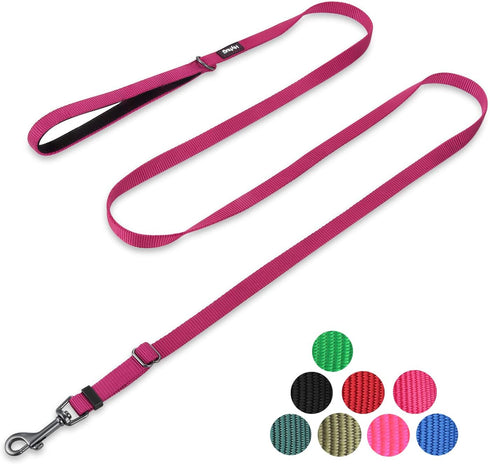 Hyhug Pets Premium Adjustable Leash - 4 to 6 Feet Durable Nylon with Soft Neoprene Handle for Young Dogs, Rose Red Pink