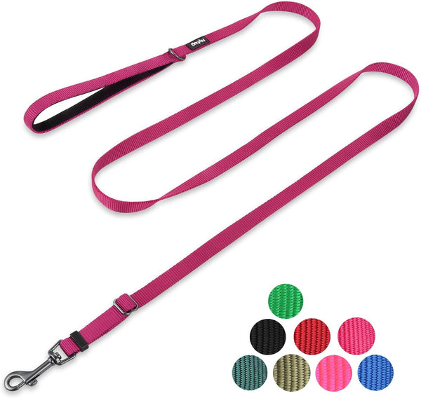 Hyhug Pets Premium Adjustable Leash - 4 to 6 Feet Durable Nylon with Soft Neoprene Handle for Young Dogs, Rose Red Pink