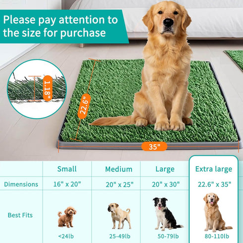 ELLOTY 35"X22.6" Dog Grass Pad with Tray - Indoor/Outdoor Artificial Turf Potty Training Mat for Large Dogs, Portable