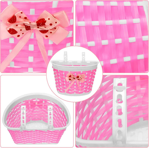 Kids Bike Basket for Girls Boys, Bicycle Basket with Bell, Stickers, and Sunglasses