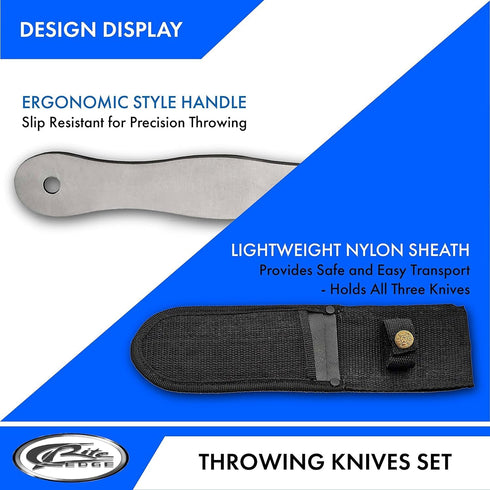 10" 3-Piece Set Szco Supplies Stainless Steel Knife with Nylon Belt Sheath