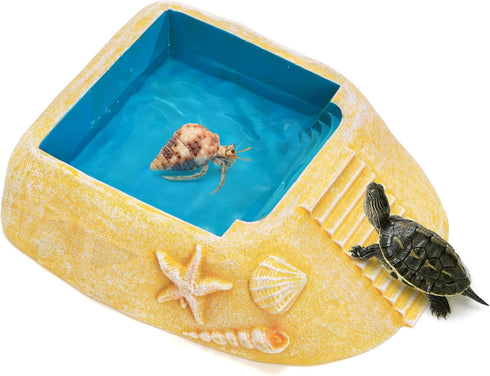 Hermit Crab Water Bowl with Climbing Ramp, Medium Reptile Water Bathing Pool