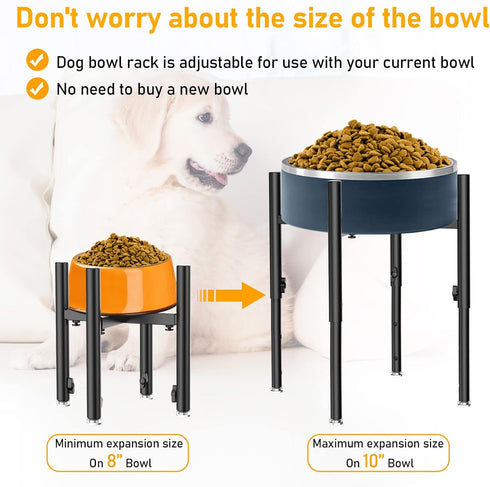 Adjustable Elevated Dog Bowl Stand, Fits 6-11 inches Bowls, 4 Height Adjustments for Large, Medium, and Small Dogs