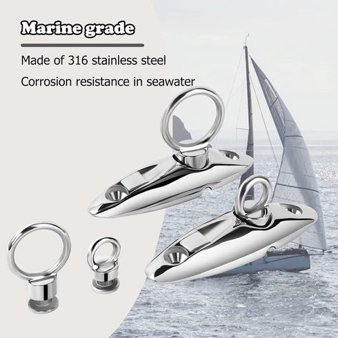 Quick Release Fender Hanger, 316 Stainless Steel for Marine Use, Pack of 2, Boat Top Hinges & Swivel Side Mount Hinge