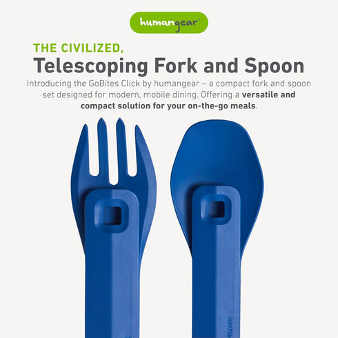 humangear GoBites Click | Portable & Convertible Travel Utensils | Collapsible Fork and Spoon for Camping