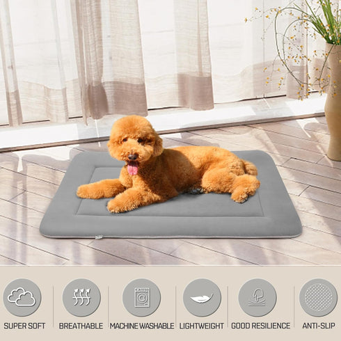 Magic Dog Extra Large Soft Dog Crate Pad, Jumbo 48 Inches Machine Washable Pet Bed with Non-Slip Bottom, Gray