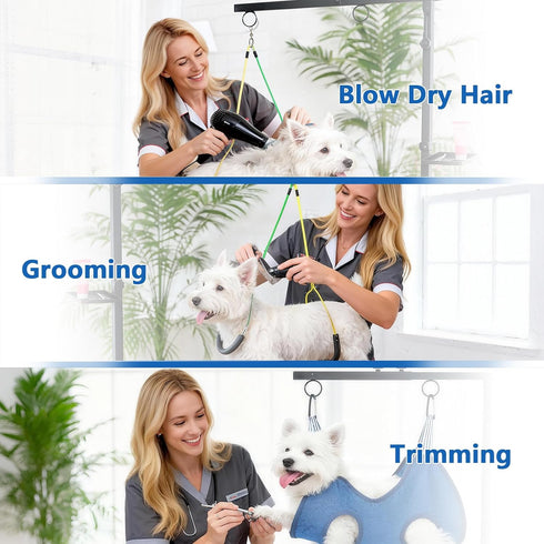 Lazaluking (33"-43") Hammock, Dog Grooming Table Arm with Clamp | Extendable, Foldable Stand & Restraint with Grooming
