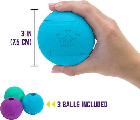 Chew King Fetch Balls, Extremely Durable Natural Rubber Toy, 3 inch Balls (CM-0263-CS01), 3 Count (Pack of 1)