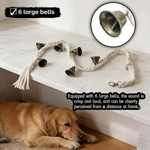 6 Dog Doorbell for Potty Training with Extra Loud Bells - Handmade Cotton Rope Adjustable Hanging Pet Bell