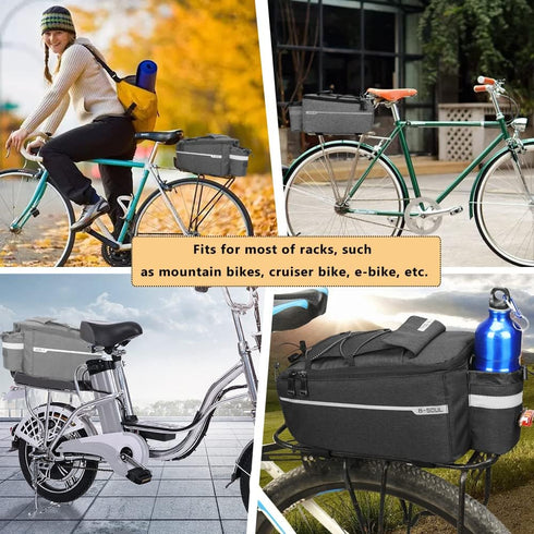 ZTZ Bike Rack Bag, Insulated Bicycle Rear Seat Cargo Bag, 8L Waterproof Storage Luggage Bag with Reflective Stripes