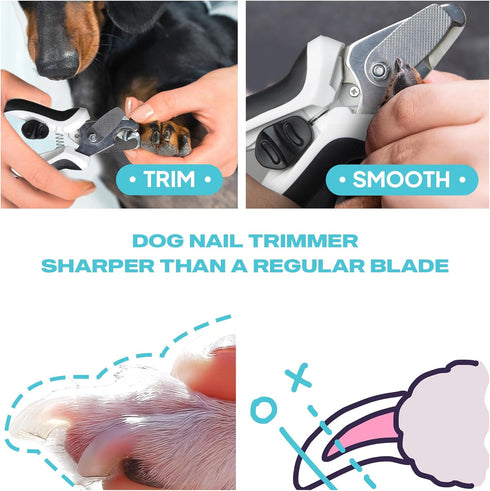 TwoEar Dog Nail Clippers with Light - Dog Nail Trimmers with Quick Sensor & Safety Guard for Medium Large Dogs