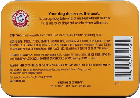 Arm & Hammer Tartar Control Dental Mints for Dogs, Beef Flavor, Pack of 2, Reduces Plaque & Tartar Buildup
