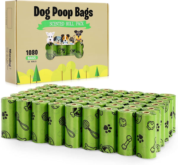 1080 Dog Poop Bags Bulk Value Pack, Strong Leak-Proof Doggie Bags for
