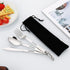 Set, 3-Piece Set Set) Stainless Steel Utensil Reusable Travel Cutlery with Storage Bag & Carabiner, Portable Stainless