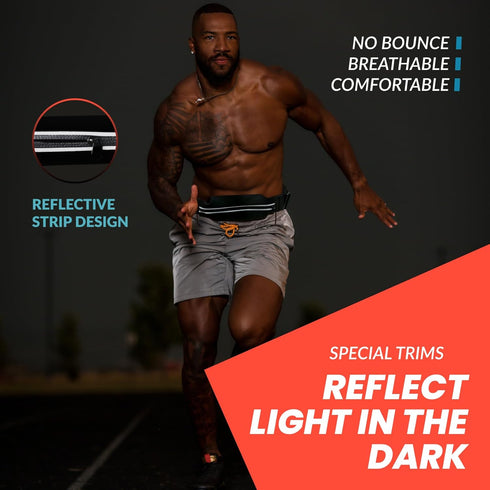 Pack 5K, Triathlon Race Belt with Bib Holder - Water-Resistant Zipper Pouch - Reflective Running Belt for Phone, Gels