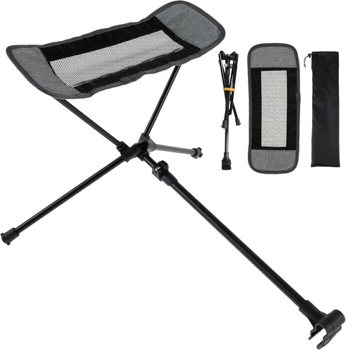 YLMFTNU Aluminum Alloy & Oxford Nylon Mesh Foldable Camping Footrest, Retractable 44-70cm, Gray,