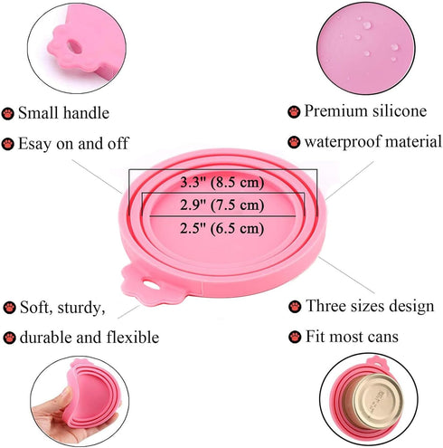 Food Can Covers, 4 Pack Universal BPA Free Silicone Lids for Dog Cat Food, Fits Standard Size Cans