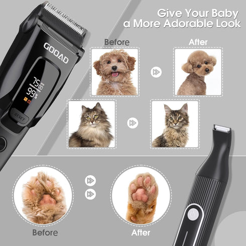 7500rpm Trimmer Dog Clippers for Grooming Heavy Thick Hair & Coats, Low Noise Cordless Pet Shaver, Dog Grooming Kit