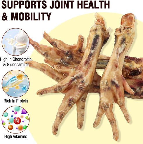 Aovrmuz Dehydrated Chicken Feet Dog Treats Organic Nail-Free High Protein No Addictives Single Ingredient Paws All