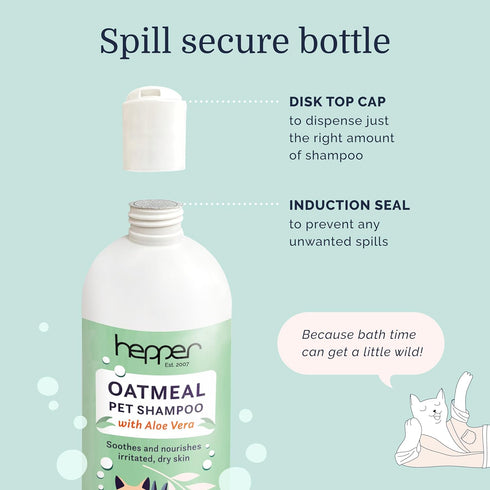 Hepper Oatmeal Shampoo for Dogs, Cats, and Other Pets - All Natural, Sensitive Skin Treatment - Cucumber & Aloe