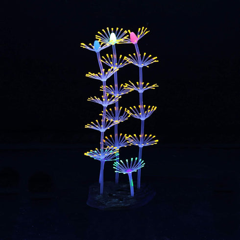 4 pcs Glow Aquarium Decoration Plants Kit, Glowing Fish Tank Decorations, Coral Plant Ornaments, Lotus Kelp, Anemone
