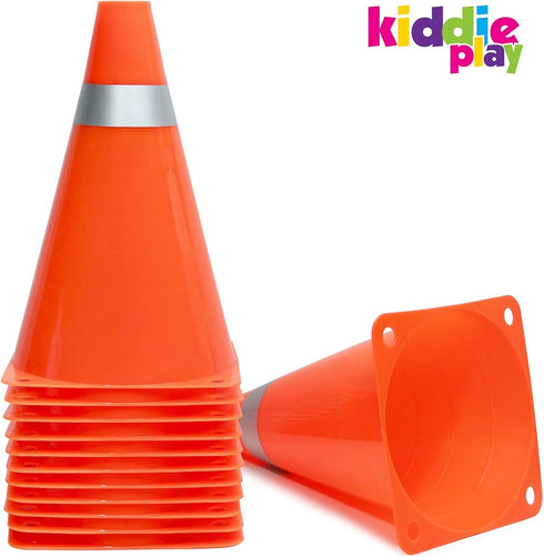 7 Inch (Set 12) Kiddie Play Traffic Cones Sports Soccer Drills Agility Training Orange Cones for Kids