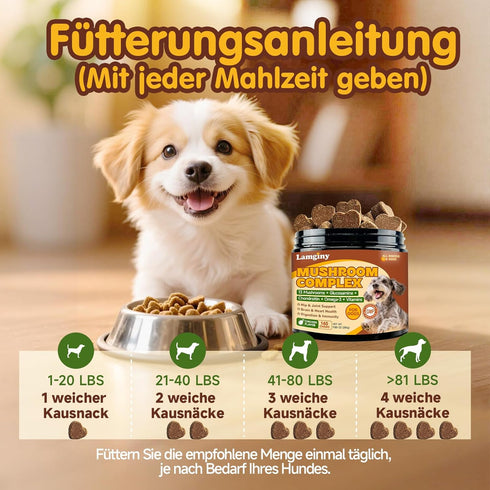 Immune 13 140 Mushroom Chews for Dogs, Turkey Tail Mushroom for Dogs, Health, Digestive, Skin, Energy, Joint Support