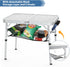 Sportneer Folding Camping Table, Adjustable Height Portable Table with Mesh Layer for Outdoor Use