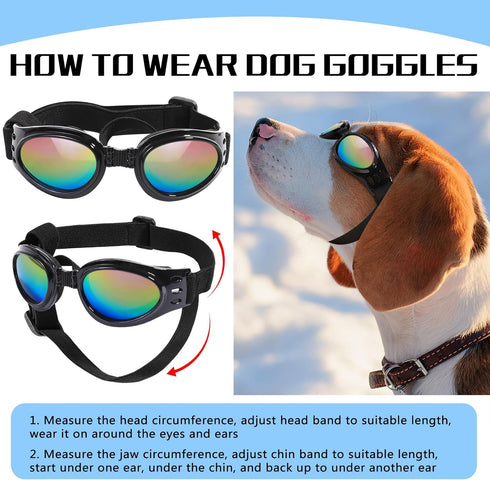 QUMY Dog Sunglasses - Goggles for Medium Large Breed Dogs, Eye Protection for Motorcycle, Car, and Swimming