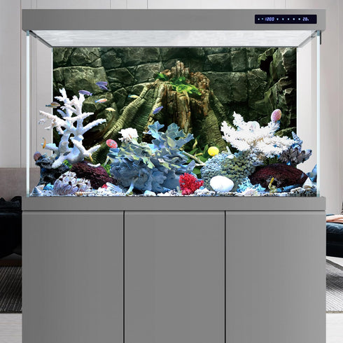 AWERT 72x24 inches Stone Aquarium Background, River Bed & Lake Vinyl Fish Tank Background