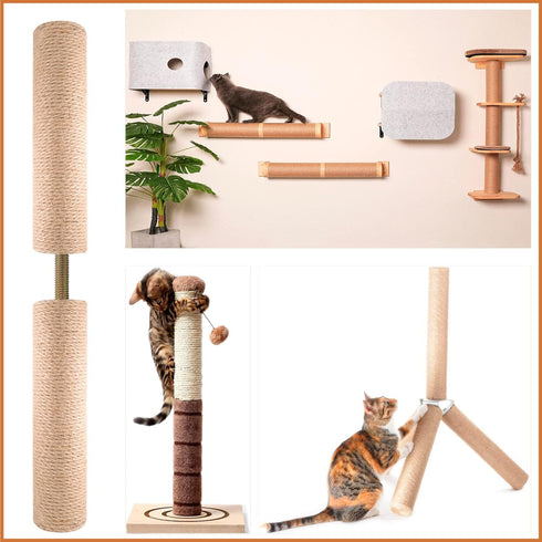 12 Inch Cat Scratching Post Replacement with M8 Screw, Durable Jute Rope for Cat Scratcher Climbing Perch